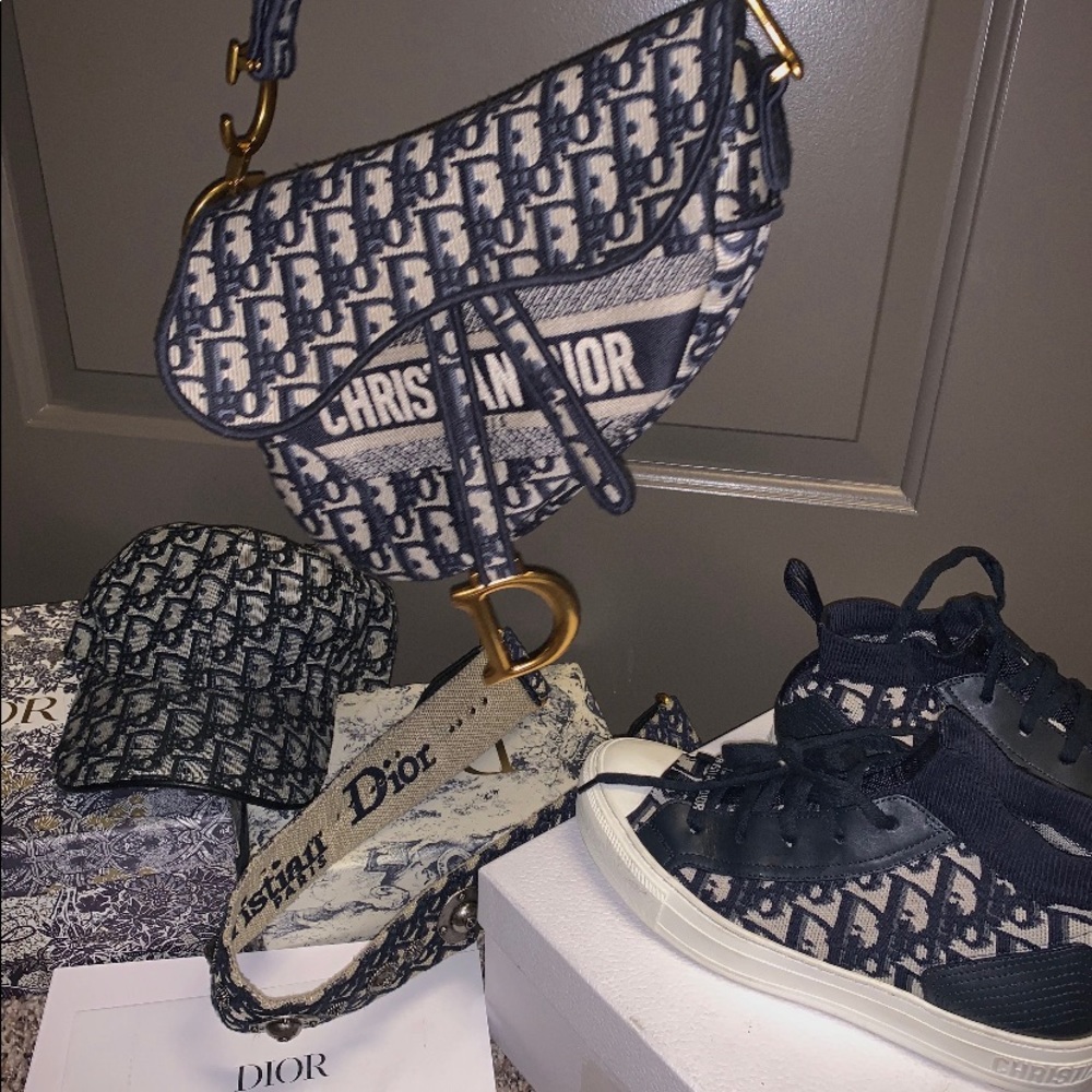 Dior hat, bag , strap and sneakers